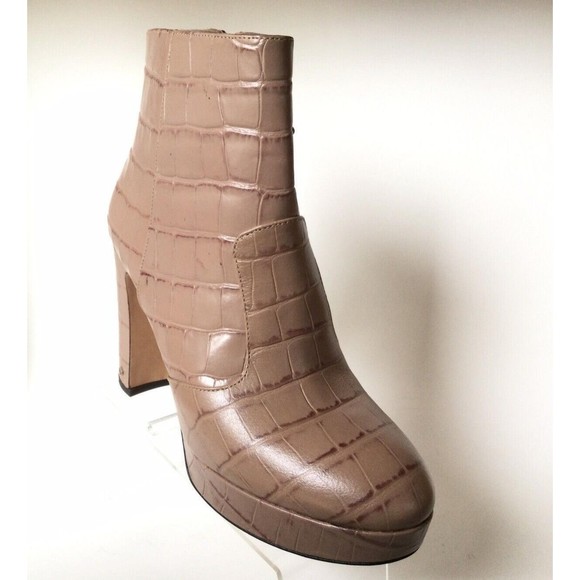 KATE SPADE Barrett Snake Print Round Toe Platform Leather Booties Beige (Size 6) - Picture 9 of 12